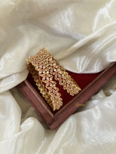 Gold Look Alike American Diamond Bangle Set-G11244